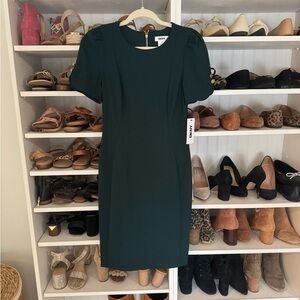 NWT 👗 DKNY Green Puff Sleeve Sheath Dress